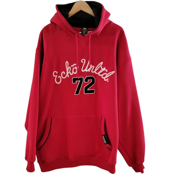 Ecko Unlimited Other - Vintage Ecko Unltd 72 Pullover Hoodie Streetwear‎ Size XXL Red White Black